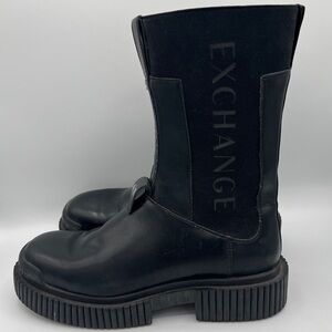 Armani Exchange Women's Leather Biker‎ Boots Black US Size 8